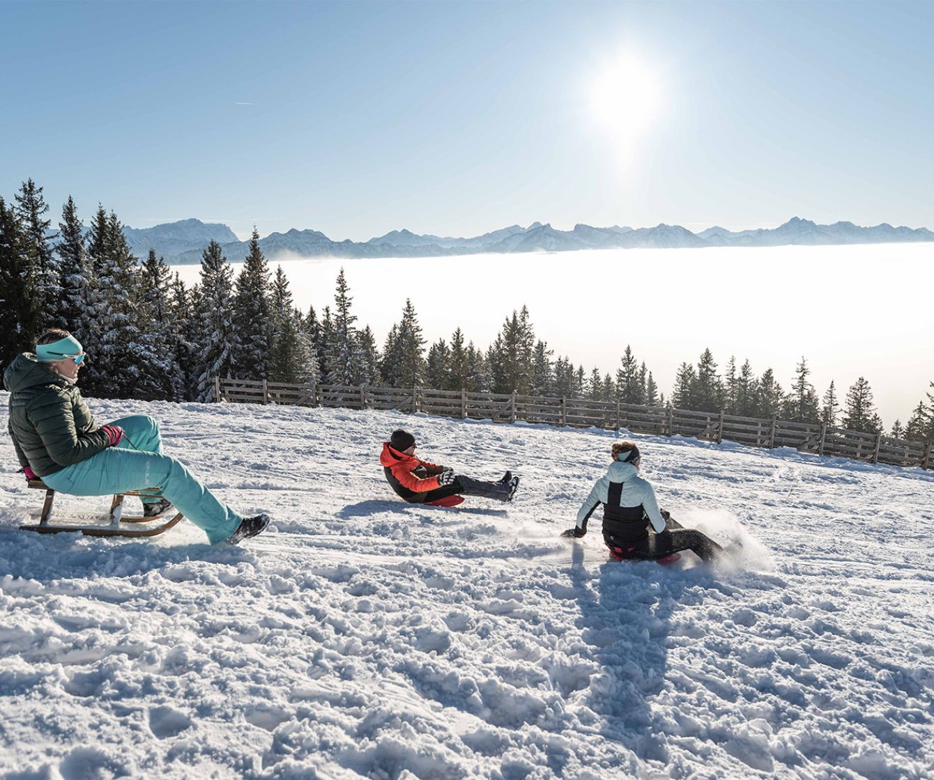Schlitten fahren in den Ammergauer Alpen